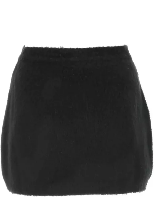 Miu Miu Black Stretch Wool Blend Mini Skirt