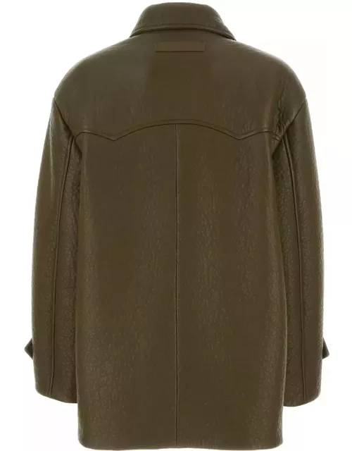 Miu Miu Army Green Nappa Leather Coat