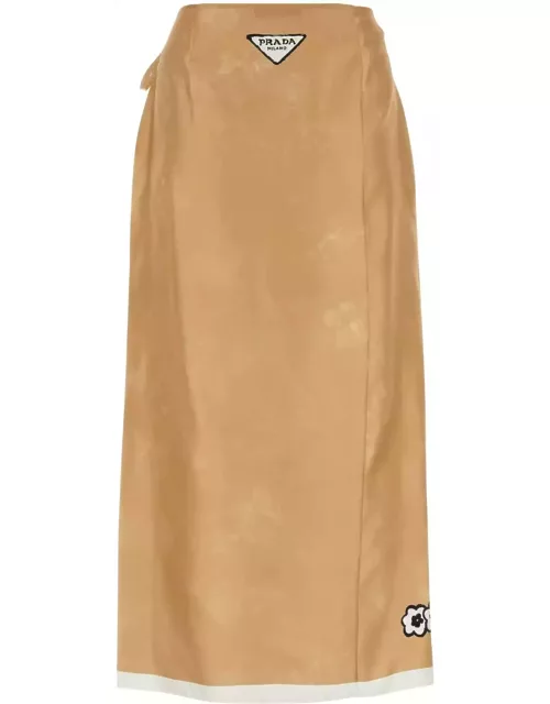 Prada Camel Silk Skirt