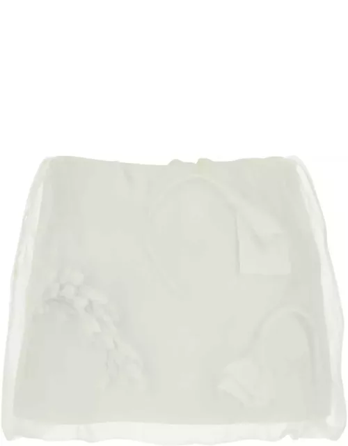Prada White Satin And Organza Mini Skirt