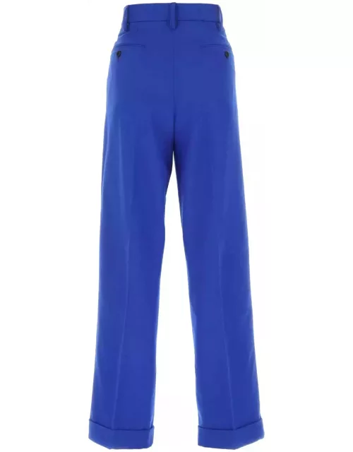 Marni Electric Blue Stretch Wool Blend Wide-leg Pant