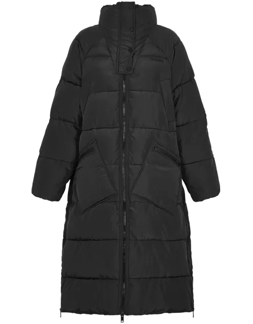 Ganni Black Quilted Shell Coat - S/
