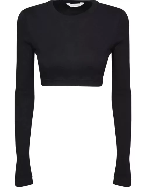 Palm Angels Crewneck Long-sleeved Cropped Top