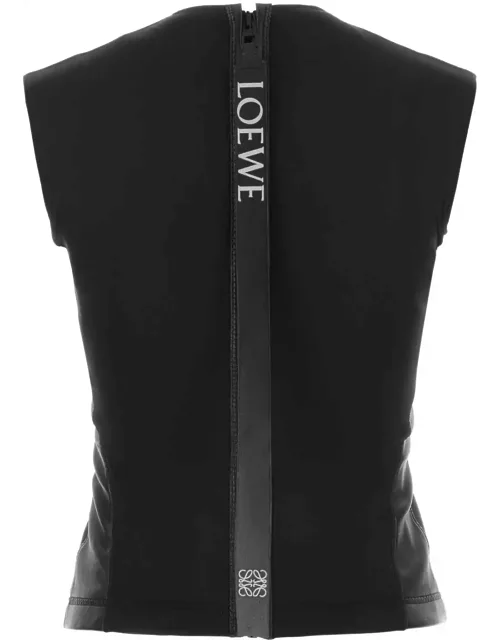 Loewe Black Leather And Fabric Top