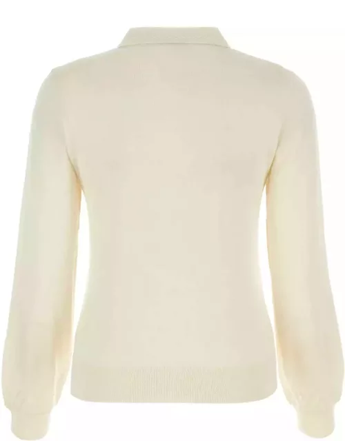 A. P.C. Ivory Silk Blend Aurlaine Polo Shirt