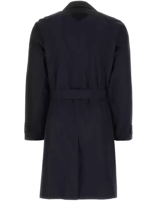 Prada Navy Blue Cotton Blend Overcoat