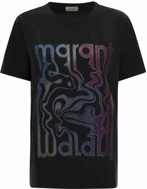 Marant Étoile enna Black T-shirt With Multicolor Print In Cotton Woman Isabel Marant Etoile