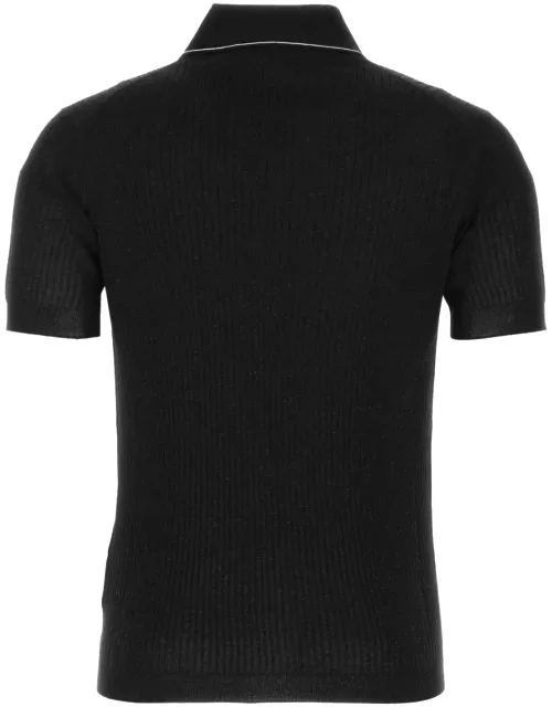 Prada Black Wool Blend Polo Shirt