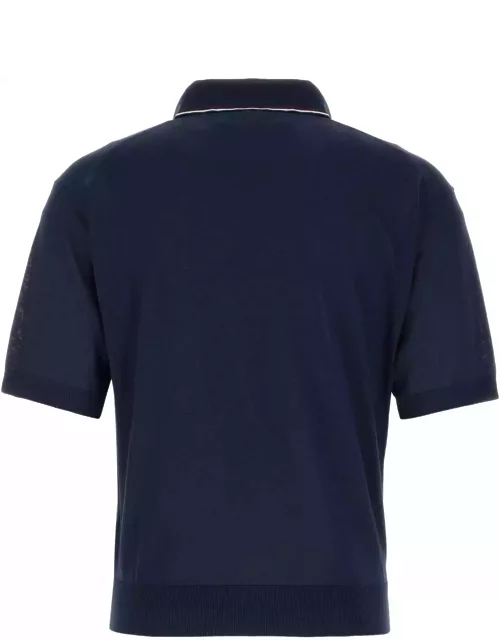 Prada Blue Silk Blend Polo Shirt