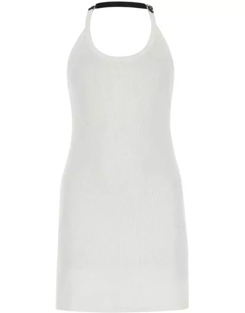Courrèges White Stretch Cotton Fitted Mini Dres