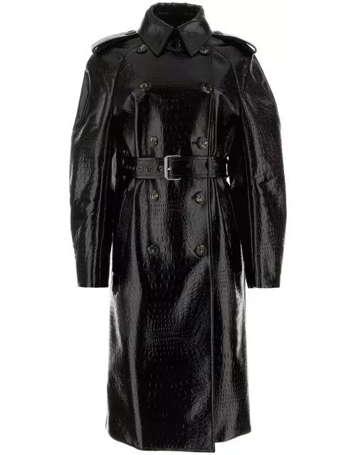 SportMax Black Synthetic Leather Faggi Coat