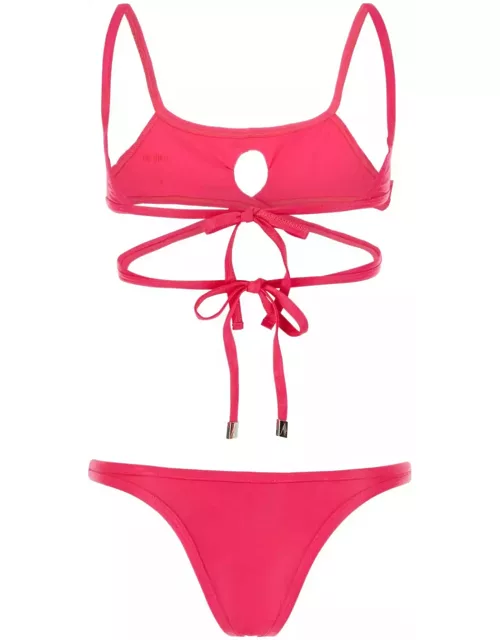 The Attico Cut-out Wraparound Bikini Set In Fuchsia Technical Fabric Woman