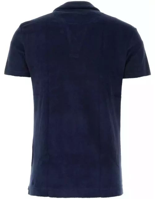 Orlebar Brown Navy Blue Terry Fabric Terry Polo Shirt