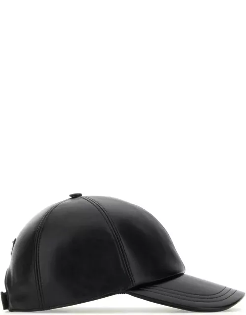Prada Black Nappa Leather Baseball Cap