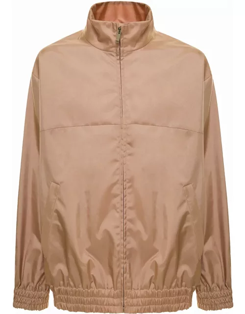 Valentino Garavani Beige Drop-shoulder Lightweight Jacket In Polyester Man
