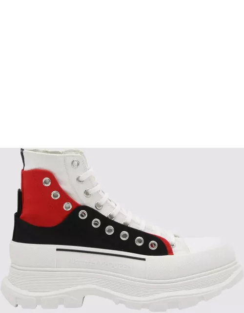 Alexander McQueen White Black And Red Canvas Boot