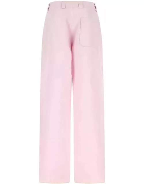 Zegna Pastel Pink Cotton Blend Wide-leg Pant