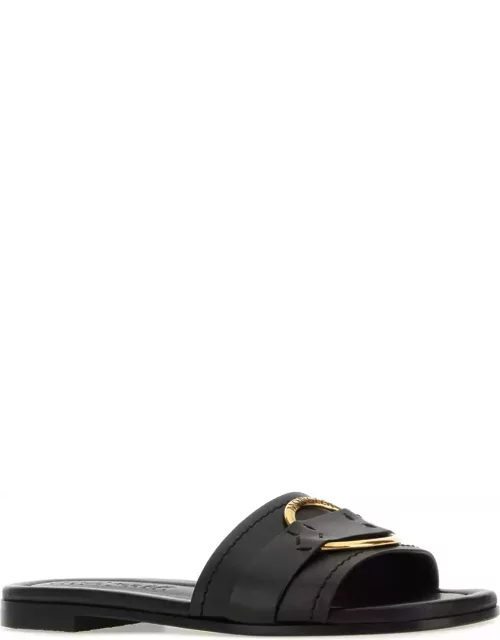 Moncler Black Leather Bell Slipper