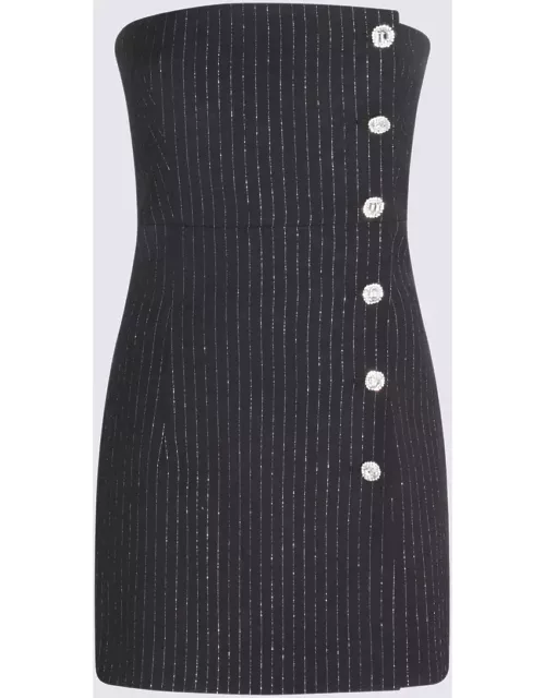 Alessandra Rich Black And Silver-tone Wool Blend Dres