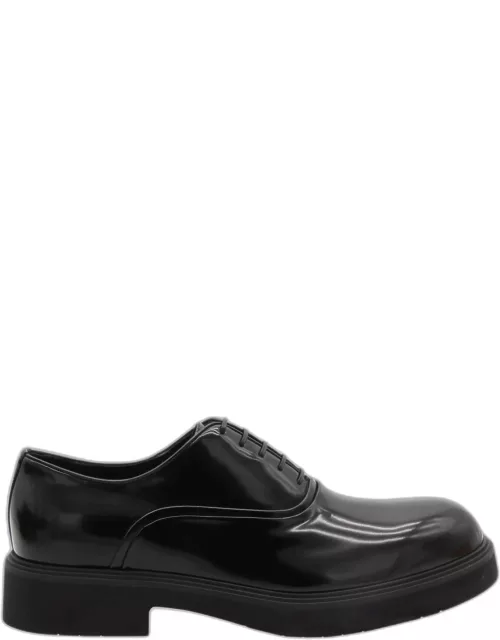 Ferragamo Black Leather Lace Up Shoe