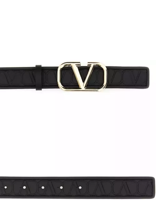 Valentino Garavani Black Leather Vlogo Signature Belt