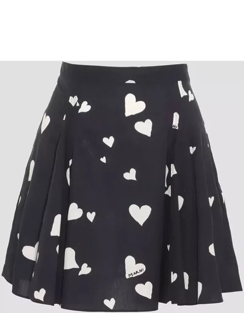 Marni White And Black Cotton Heart Skirt
