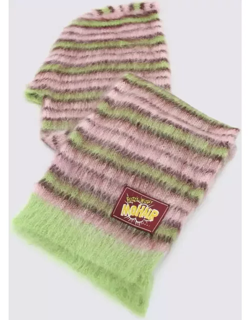 Marni Pink And Green Striped Mohair Blend Hat