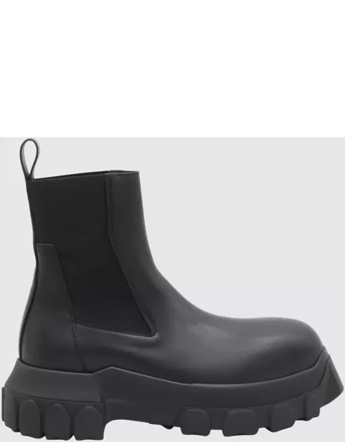 Rick Owens Black Leather Anle Boot