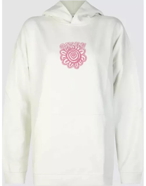 Ganni White And Pink Cotton Sweatshirt