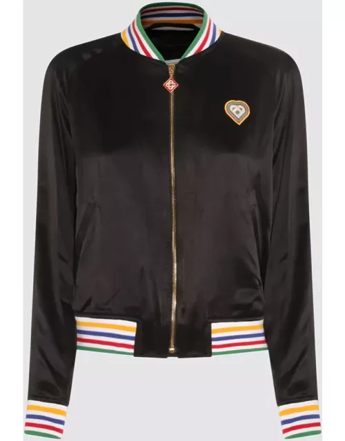 Casablanca Black And Multicolour Silk Souvenir Casual Jacket