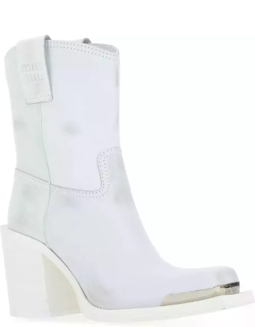 Miu Miu White Leather Ankle Boot