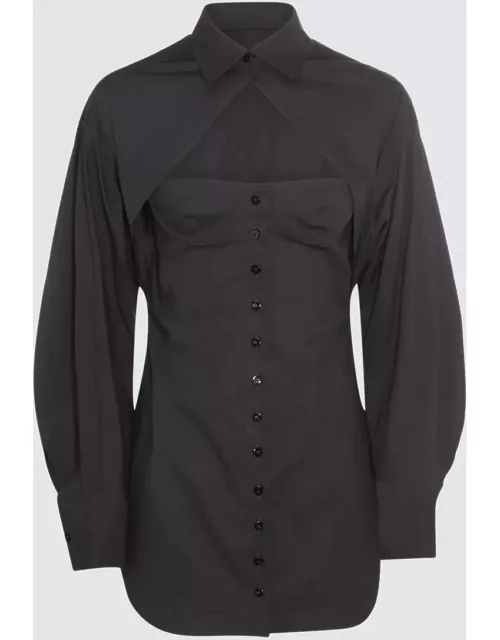 The Attico Black Cotton Cut Out Bustier Shirt Dres