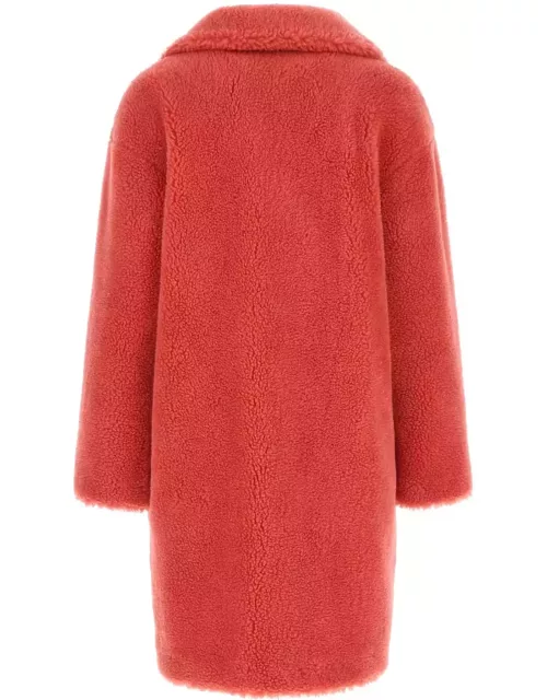 STAND STUDIO Light Red Teddy Camille Cocoon Coat