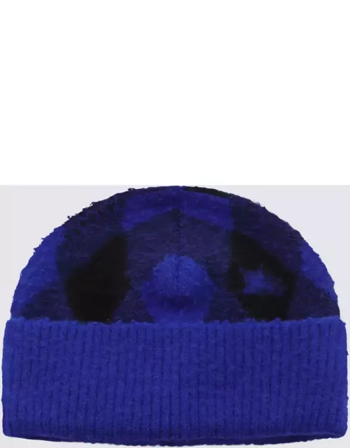 Burberry Blue And Black Wool Hat