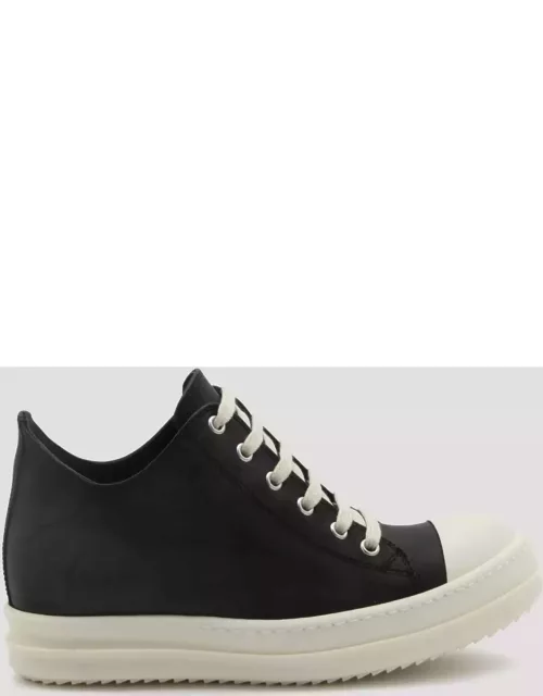 Rick Owens Black And Milk Leather Sneaker
