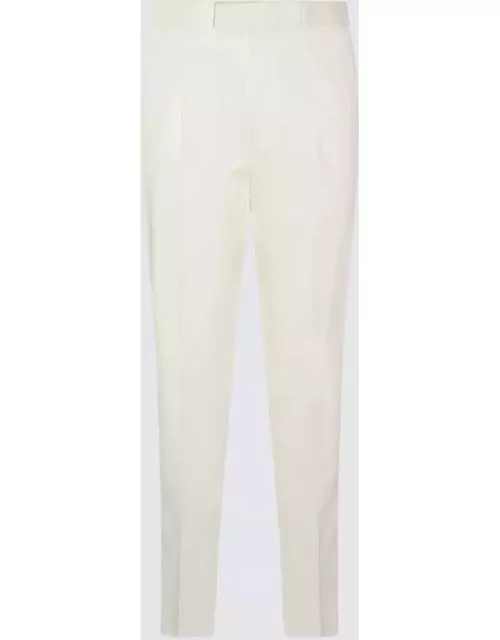 Zegna White Cotton Blend Trouser