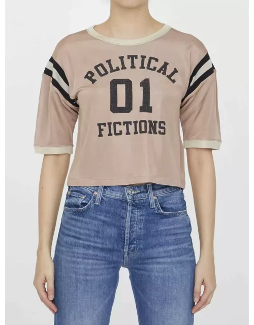 Saint Laurent Political Fictions Cropped T-shirt