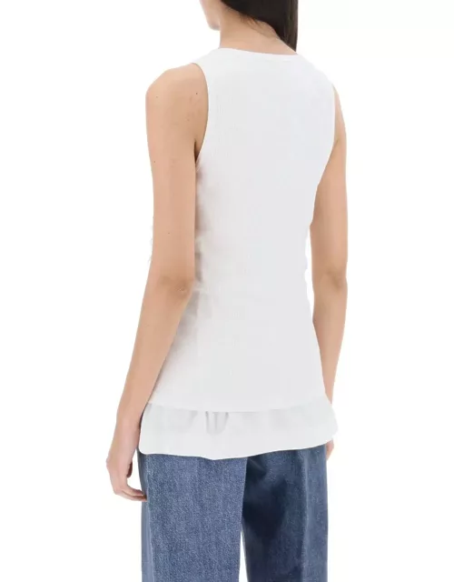 Bottega Veneta Double-layered Ribbed Tank Top With Crystals And Sequin
