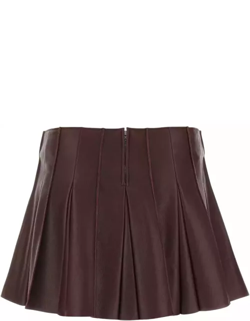 Bottega Veneta Burgundy Leather Mini Skirt