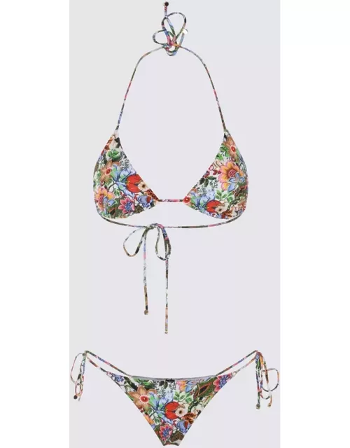 Etro Multicolour Cotton And Silk Bouquet Bikini Beachwear