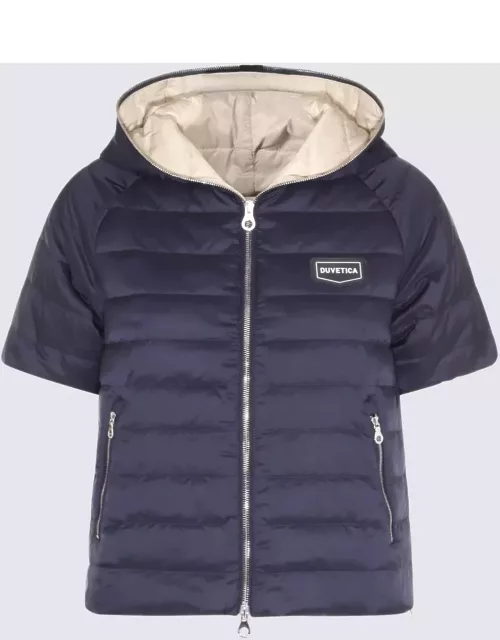 Duvetica Navy Blue And Cream Down Jacket