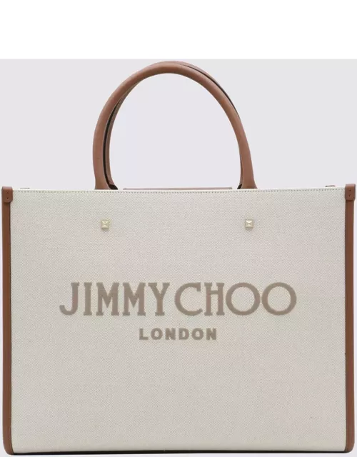 Jimmy Choo Natural Canvas And Leather Avenue Tote Bag