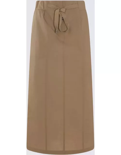 Brunello Cucinelli Light Brown Cotton Blend Skirt
