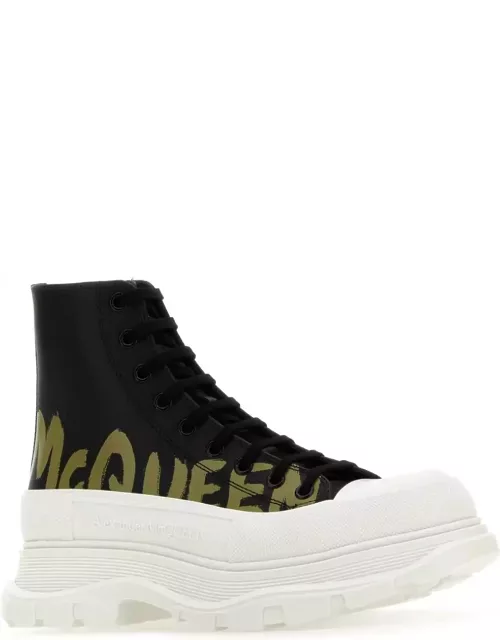 Alexander McQueen Black Leather Tread Slick Sneaker