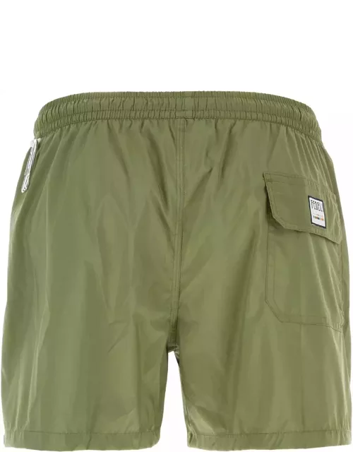 Fedeli Army Green Polyester Swimming Short