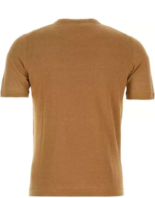 Fedeli Caramel Linen Blend Fox T-shirt