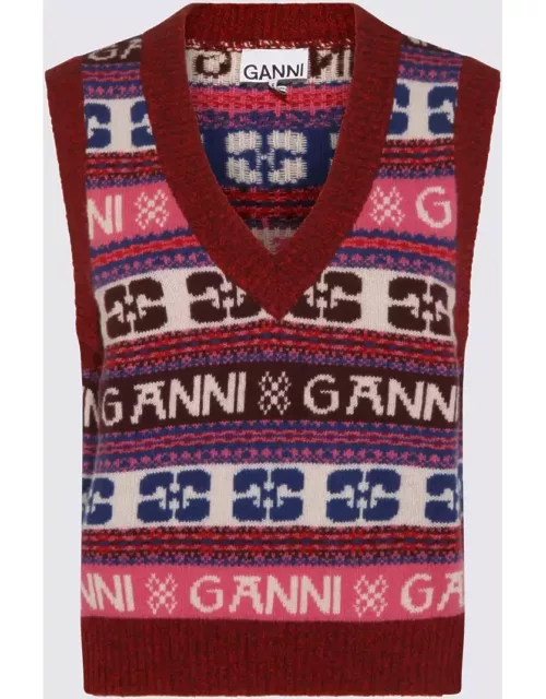 Ganni Multicolour Wool Blend Jacquard Gilet