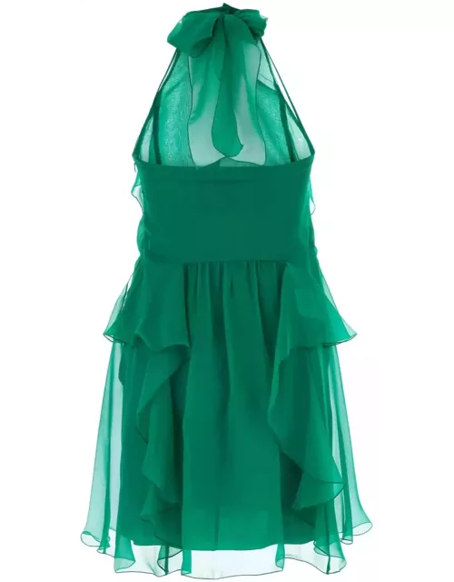 Alberta Ferretti Green Silk Mini Dres