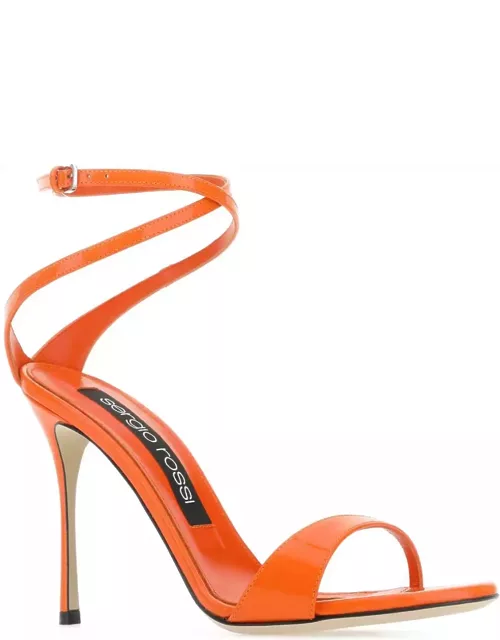 Sergio Rossi Orange Leather Godiva Sandal