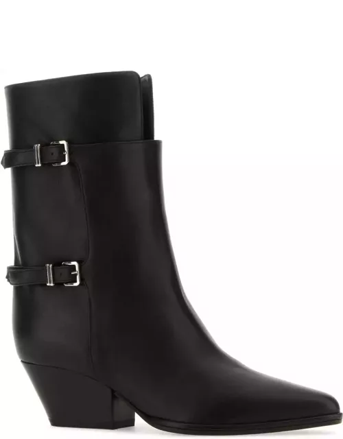 Sergio Rossi Black Leather Thalestris Ankle Boot